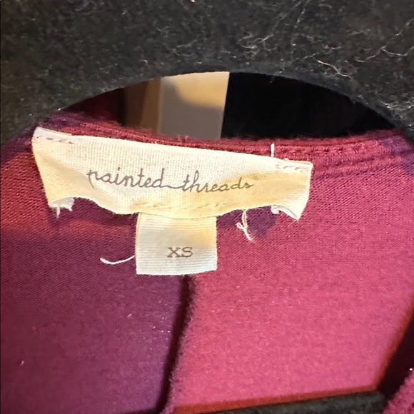 Painted Threads maroon long dolman sleeve open front jersey knit kimono size XS - Picture 2 of 3